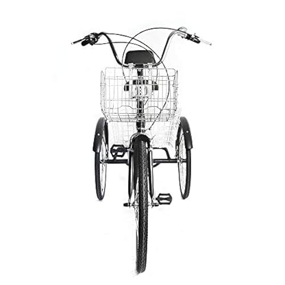 ROMYIX 24Zoll 7Gang Dreirad für Erwachsene mit Korb 3-Rad Erwachsene Senioren Dreirad Fahrrad Dreirad Cruiser Bikes für Outdoor-Sportarten (Nicht faltbar) – Bild 3