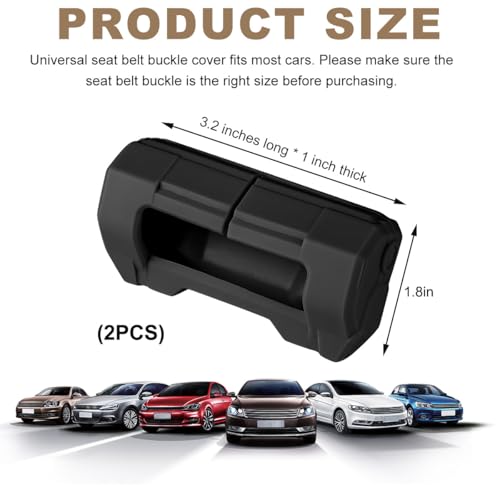 Wevdn 2 PCS Car Seat Belt Buckle Covers, Anti-Scratch Silicone Car Seatbelt Buckle Protector, 7 Color fashion Seat Belt Clips Cover Protector for Car Safety, Car Accessories (Black)
