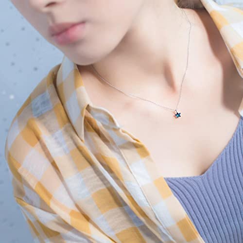 Collier étoile bleue argent 925 cadeau de Saint-Valentin