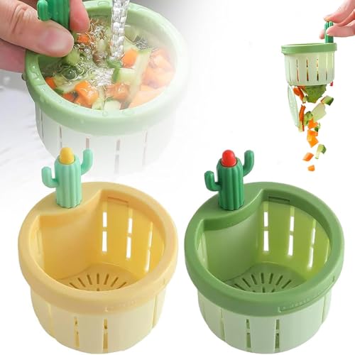 passoires de vidange pour évier de Cuisine, Filtre en Forme de Cactus avec Panier à Pression, Anti-résidus, Facile à Nettoyer, pour Cuisine et Salle de...