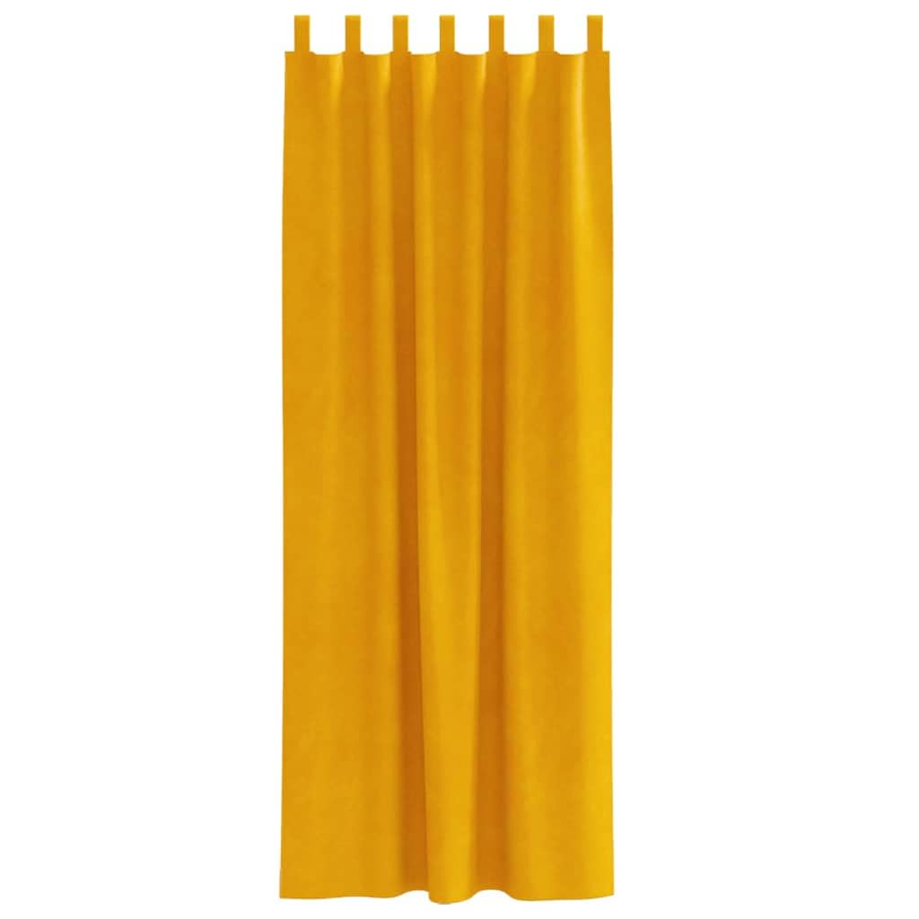 Verdunkelungsvorhänge 2 pcs Senfgelb 140 x 260 cm Samt, Blickdicht Gardine mit Schlaufen, Fenstervorhang für Wohnzimmer Schlafzimmer, Sichtschutz, Sonnenschutz, Raumteiler