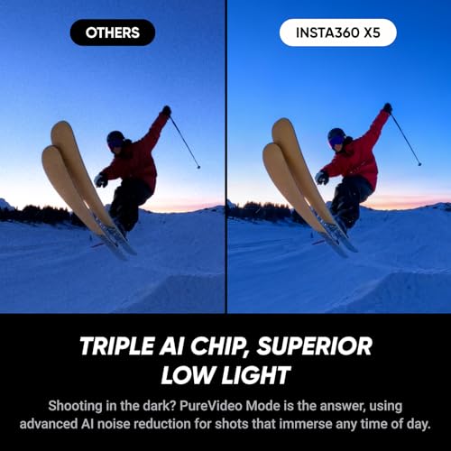 Image of Insta360 X5 Ski Bundle - Waterproof 8K 360 Camera, Invisible Selfie Stick Effect, Leading Low Light, Rugged & Replaceable Lens, 3-Hour Battery, Clear Audio, Stabilization
