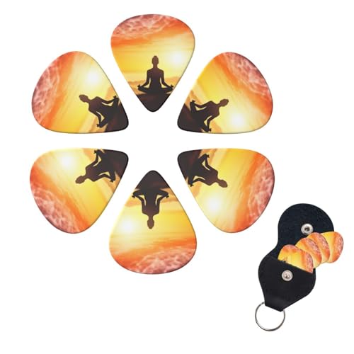 ギターピック 6個パック エレクトリックウクレレピック オーガナイザーストレージボックス付き ヨガ 瞑想 ベースピック アコースティックギター用 0.96mm