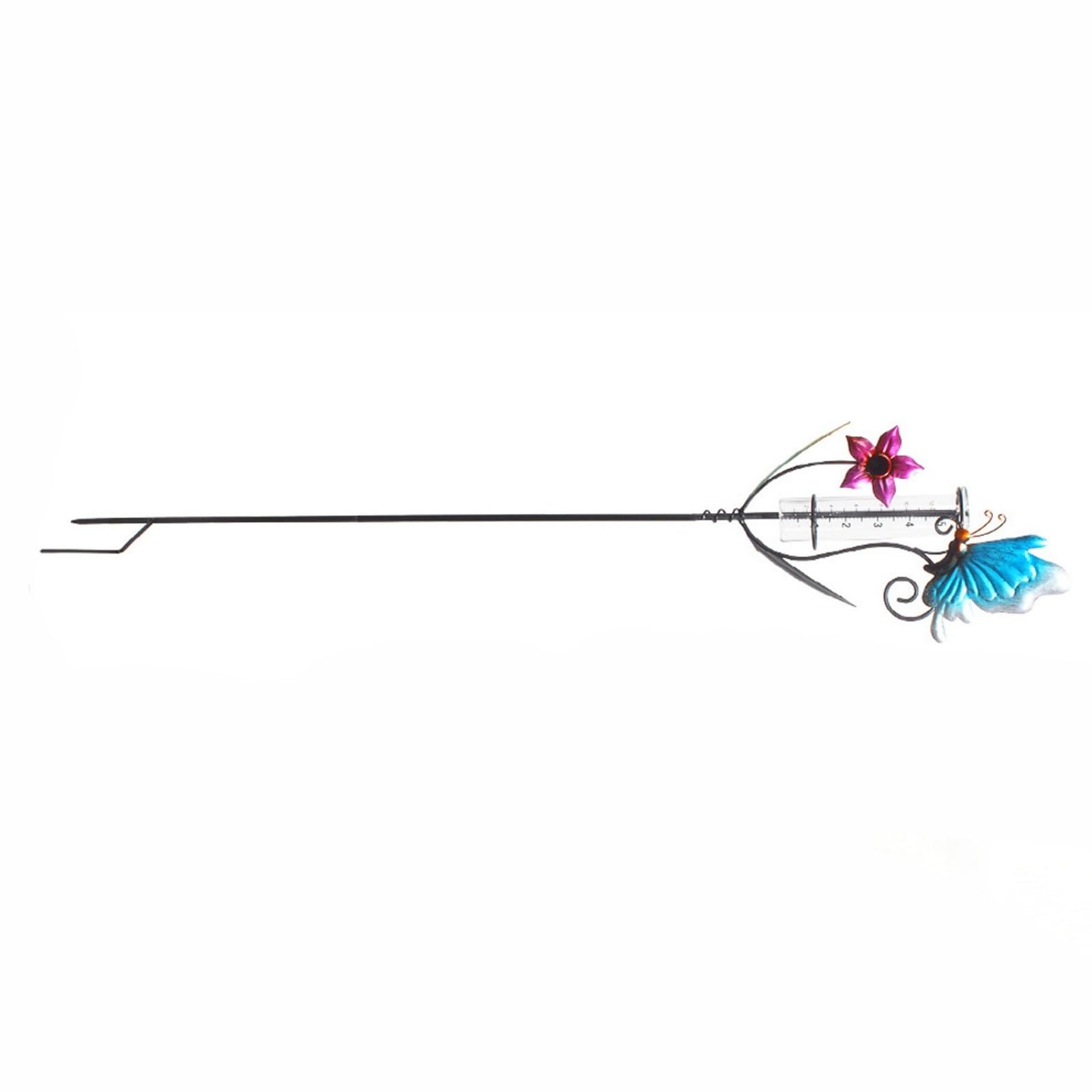 Fromceo Butterfly Rain Gauge Artistic Hummingbird Glass Rain Gauge With Iron Stand For Garden Decoration Bird Butterfly Measure Iron Wrought Measurer