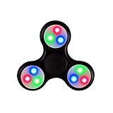 Windy City Novelties 2nd Gen Push Activated 3 Flashing Modes LED Glow Premium Fidget Focus Spinner Toy for Stress Relief, ADHD, Anxiety & Rave/EDM (Black)