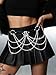 Urieo Punk Leather Waist Chain Belt Layered Black Belly Chains Gothic Rave Body Jewelry for Women Fashion