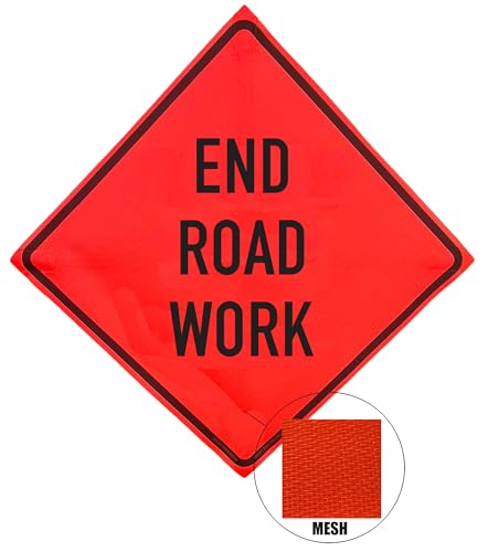 Image of 36 inchx36 inch End Road Work Mesh Sign & Steel Spring Stand