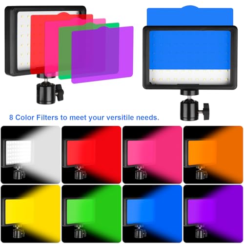 Ci-Fotto LED Fotolicht Video Licht 2-Pack, Dimmbare 5600K USB LED-Videoleuchte Dauerlicht die Fotografie mit Stativ und Farbfiltern für Fotostudios, YouTube, TikTok, Videoaufzeichnung, Game-Streaming