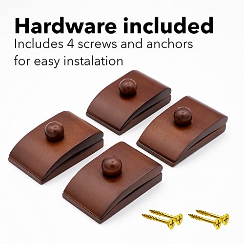 Image of MOCTUS Quilt Hangers for Wall Display, Decorate with Blanket and Tapestry, Wooden Rug Hangers (Brown, 4 Large Clips with Hardware)