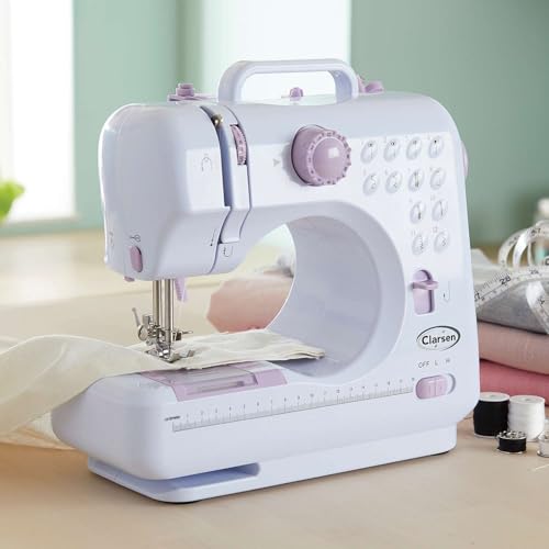 Coopers Of Stortford 12 Stitch Multi-Function Sewing Machine, Great For Beginners, Household Electric Sewing Machine, Mini Portable Sewing Machine, Double-line Two-speed Reverse Stitch H26 x W27.5cm
