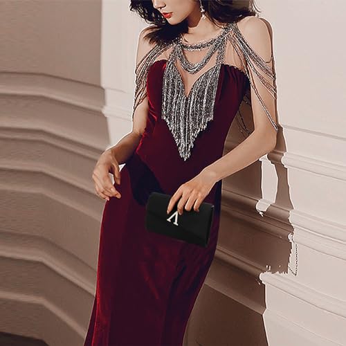 Image of YYW Evening Clutch Purse Faux Suede Handbags Small Wedding Purses for Women Elegant Ladies Formal Crossbody Shoulder Bag