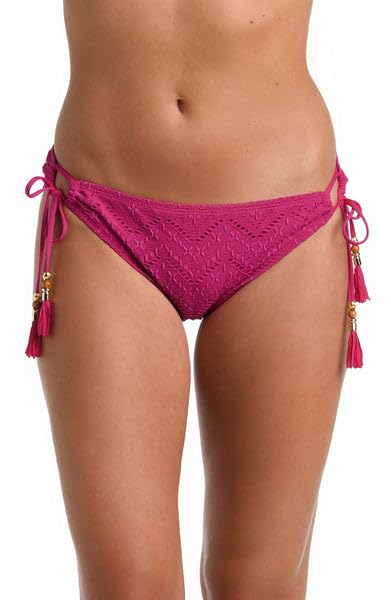 La Blanca Damen Hipster-Badeanzughose mit seitlicher Bindung Bikini-Unterteile, Magenta/Salzwassersand, 42