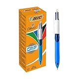 El clásico diseño del bolígrafo cuenta con un cuerpo redondo con un clip para engancharlo al cuaderno. Tan sencillo como BIC