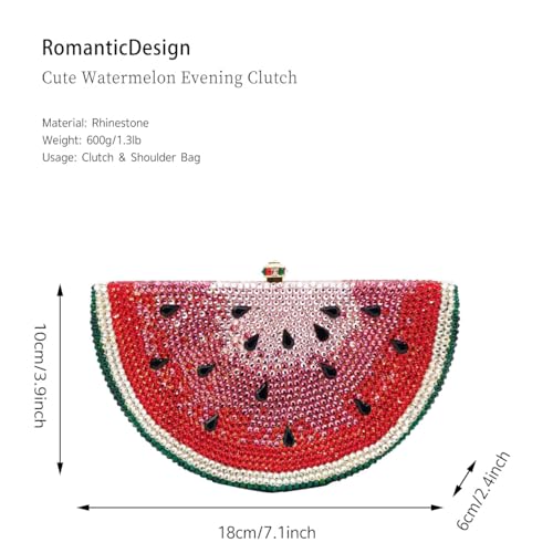 Image of RomanticDesign Cute Watermelon Rhinestone Evening Clutch for Women Glitter Crystal Purse Party Cocktail Banquet Handbag