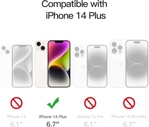 Image of Magnetic Silicone Case for iPhone 14 Plus Compatible with MagSafe, Shockproof Phone Bumper Cover, Anti-Scratch Clear Back (Clear)