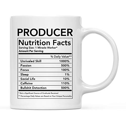 Andaz Press Funny 11oz. Ceramic Coffee Tea Mug Thank You Gift, Producer Nutritional Facts, 1-Pack,...