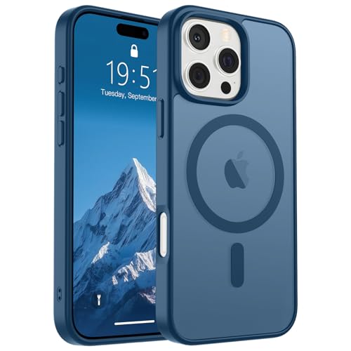 Image of SUPFINE Magnetic for iPhone 16 Pro Case(Compatible with MagSafe)(Military Grade Drop Protection) Slim Translucent Matte Shockproof with Anti-Fingerprint Phone Case,Deep Blue