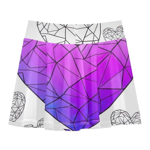 Cute Athletic Shorts for Girls Skorts Toddler Tennis Skirts Butterfly Skirt Polygonal Hearts 4t2