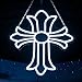 Chrome Hearts Style Cross Neon Sign -Crucifix Decor White LED Wall Decor, Gothic Luxury Inspired Light for Bedroom, Man Cave & Aesthetic Room by Jesalah (13.4