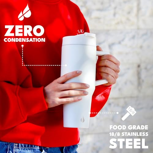 Image of Elemental 100% Leak Proof 32oz Tumbler with Handle & Straw Travel Mug | Stainless Steel Double Wall Insulated Tumbler for Hot and Cold Beverages with Sip & Straw Lid