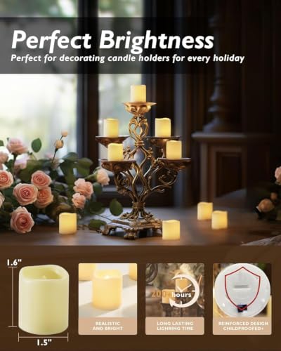 Image of Homemory 24 Pack Ivory Flameless Flickering LED Votive Tealights Candles