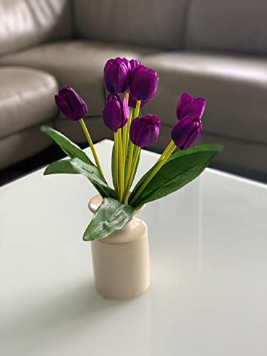 Fourwalls-Beautiful-Artificial-Polyester-and-Plastic-Tulip-Flower-Bunch-9-Head-Flower-38-cm-Total-Height-Purple