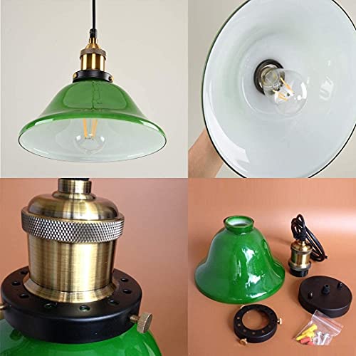 Suspension banquier verte orientable avec douille en céramique E27