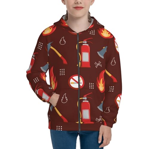 Fire Extinguisher Kid Hoodies Boys Zip Up Sweatshirts Girls Pullover with Pocket3