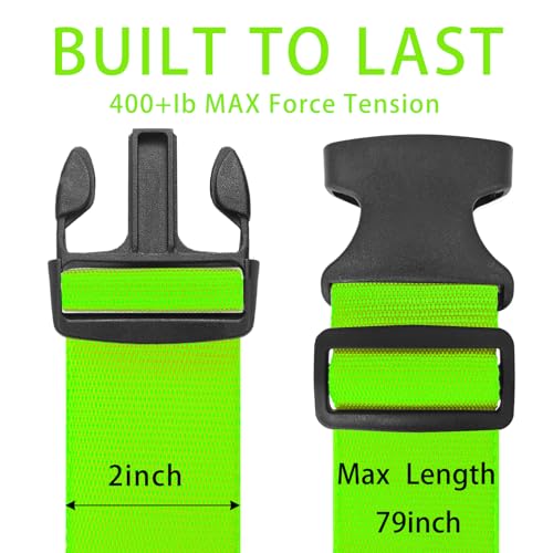 Image of BILIONE 8 Pcs Luggage Straps, 79 inch Long Belts Keep Suitcase Secure While Traveling, TSA Approved Add a Bag Premium Accessory for Travel Bag Closure (8 Pcs Green)