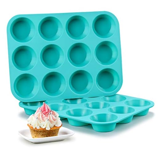 CAKETIME Silicone Muffin Pan Set - Cupcake Pans 12 Cups Silicone Baking Molds,BPA Free 100% Food Grade, Pinch Test Approved, Pack of 2