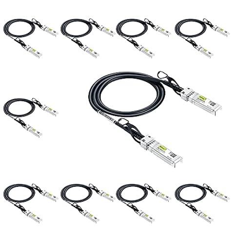 10Gtek [10 sztuk] SFP+ DAC Twinax Kabel 0,5-metrowy (1,65 stóp), 10G SFP+ do SFP+ Direct Attach Copper Passive Cable dla Cisco, Ubiquiti UniFi, TP-Link, Netgear, D-Link, Zyxel, Mikrotik i innych