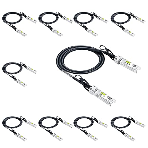 10Gtek [10-Pack 10G SFP+ DAC Cable - 10GBASE-CU Passive Direct Attach Copper Twinax SFP Cable for Cisco SFP-H10GB-CU0.5M, Ubiquiti UniFi, Fortinet, Netgear, D-Link, Mikrotik, ZTE, 0.5-Meter(1.6ft)