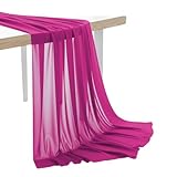MDS® Pack of 5 Yard Chiffon Fabric, 44 Inch Wide Lightweight Sheer Fabric for Sewing, Apparel, Dresses, Wedding Arch, Event Decor, Ceiling, Draping, Curtain, Crafts & DIY Projects - Magenta
