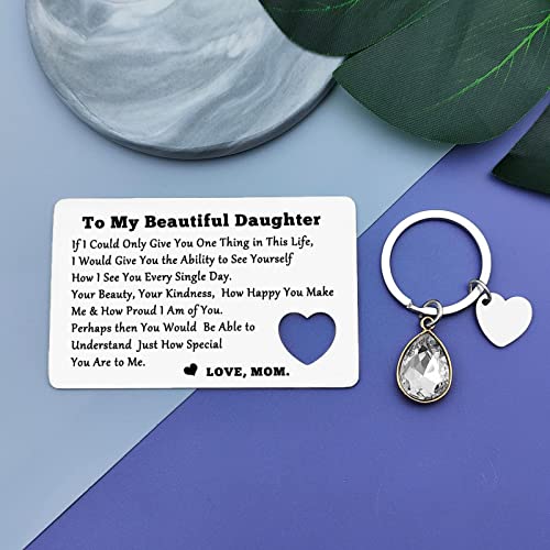 To My Daughter Gift from Mom Engraved Wallet Insert Card for Daughter in Law Inspirational Gift for Daughter Stepdaughter Graduation Gift Encouragement Gift from Mother Stepmom Metal Wallet Card Gift2