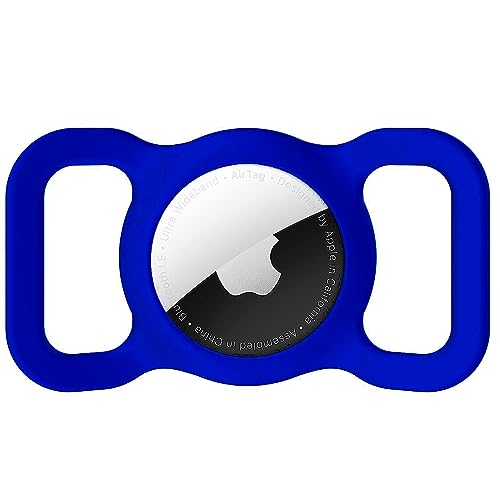 Suporte para coleira de cachorro Airtag – Suporte de silicone antiperda (azul escuro)