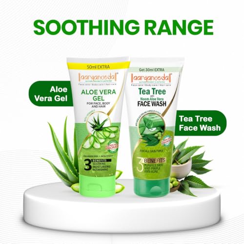 Image of Aaryanveda Tea Tree Anti-Acne & Pimple Face Wash with Neem & Aloe Vera (150ml Each) | For Men & Women | Deep Cleansing & Acne Control