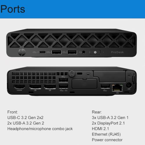 Image of HP ProDesk 4 Mini G1i Business Desktop AI PC (Intel Core Ultra 5 235T (> Ultra 7 165U), 16GB DDR5 RAM, 512GB SSD), MFF, 2x DisplayPort, Ethernet, HDMI, USB-C, Max to 3 Displays, WiFi 6E, Win 11 Pro