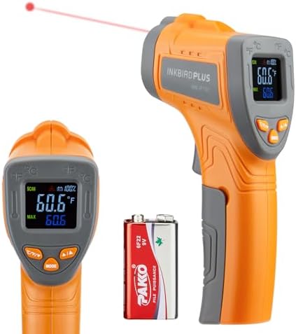 Inkbird Infrared Thermometer, Non-Contact Digital Laser Temperature Gun IR Thermometer-58℉~1022℉Instant Read Adjustable Emissivity for Cooking, Pizza Oven, Meat, Barbecue Grill, Industrial (INK-IFT01)