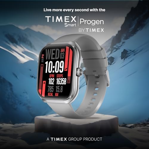Image of TIMEX Smart Progen 1.95 inch (4.95 cm) Curved AMOLED Display with Functional Crown and BT Calling Smartwatch for Unisex - TWTXW802T