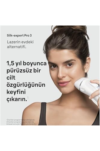 Braun Silk·expert Pro 3 Epilierer mit Lichtimpulsen, semi-Definitive Haarentfernung der Haare, Alternative zu Laser, Tasche, Venus-Rasierer, 2 Köpfe, weiß/silber, PL3122