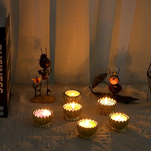 Ownmy 6 Pcs Metal Lotus Ghee Oil Lamp Holders Lotus Tea Light Holders Votive Candle Stand Set, Lotus Diya Butter Lamp Holders For Diwali Puja Home Altar Pooja Decoration Candle Centerpiece (Gold) #TOP6