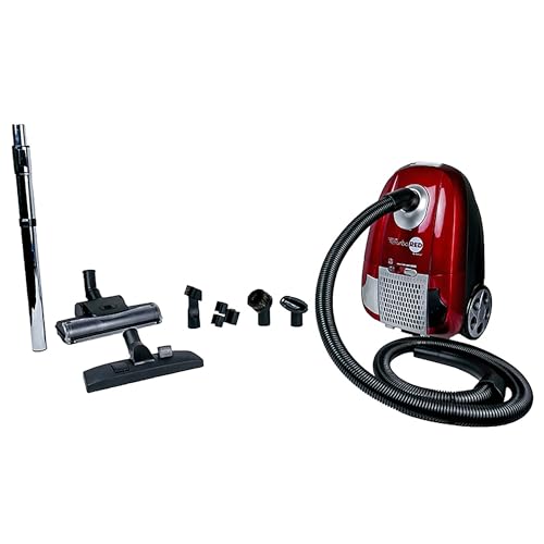 Product Image of the Atrix Turbo Red AHC-1 HEPA Canister Vacuum Cleaner – Powerful 1,400W Variable Speed Motor, Lightweight 6-Quart Bag Design, 3-Stage Filtration, Telescopic Wand, Full Bag Indicator & Accessory Kit