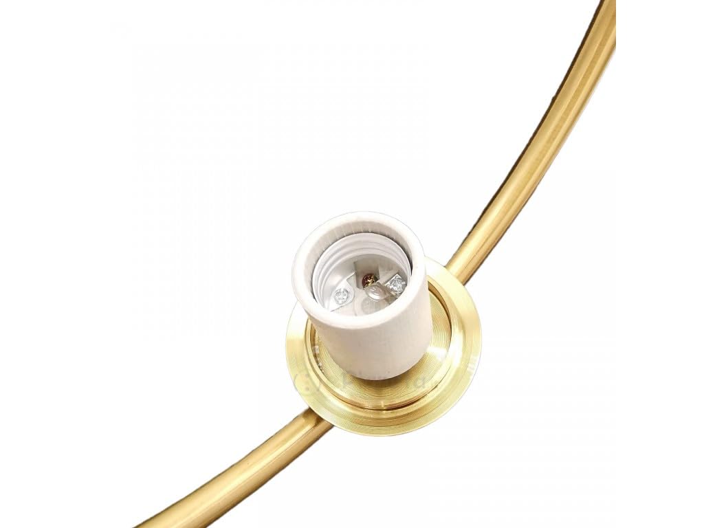 Lampadario sospensione cerchio con sfera E27 30cm oro argento lucido pendente moderno led minimal (Oro)