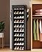 Kitsure Shoe Rack - 10-Tier Large Capacity Shoe Organizer Shelf with Dust Cover & Side Pockets, Rust-Proof Metal Shoe Rack for Closet, Entrance, Living Room, 17.5