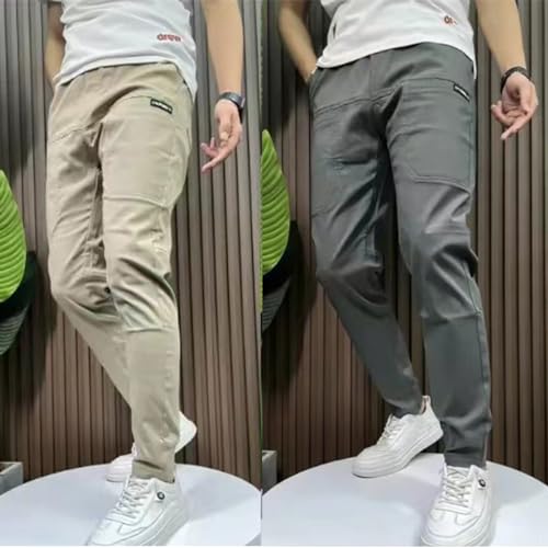 Gincci Men's Stretch Multi-Pocket Skinny Cargo Pants,Men's Casual Pencil Pants, Lightweight Travel Pants 5