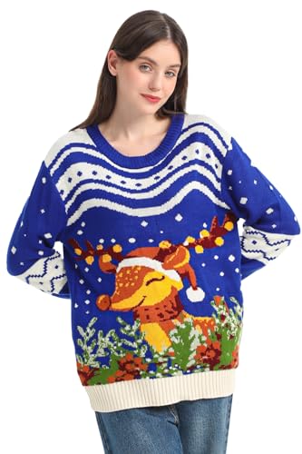 MGparty Light-Up Reindeer Oversized Christmas Sweater - Image 2