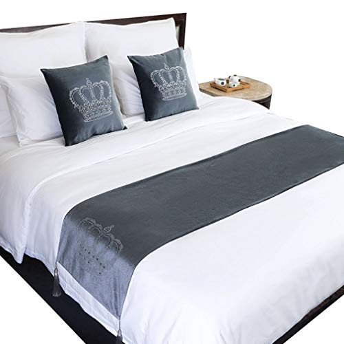 Cama camino bufanda textil gris COMVIP decorativo de 45x210 cm para ropa de cama 2