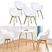 H.J WeDoo Set di 4 Sedie da Pranzo, Scandinavo Poltrona Moderno Sedie Cucina con Gambe in Faggio Massiccio, Materiale: Polipropilene, Blanco