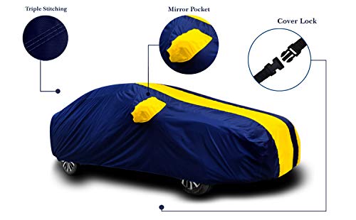 Image of Waterproof Car Cover with Ultra Surface Body Protection (Yellow Stripes) (Hyundai Creta 2020)