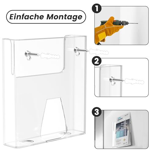 Viymgit DIN A4 Wandprospekthalter Hochformat – Transparenter Prospektständer/Flyerhalter zur Wandmontage – Prospektbox/Aufsteller für Werbung & Flyer